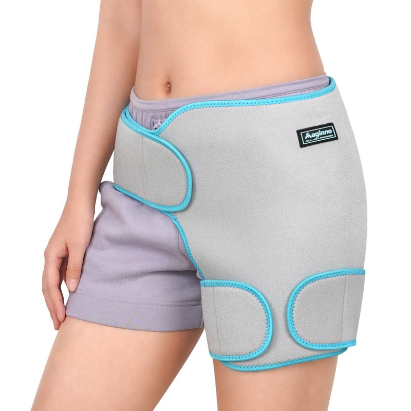 Hip Ice Pack Wrap for Women Men Hip Brace with Hot Cold Pack for Injuries ReusableHip Gel Kit for Pain Relief Sciatica NervePiriformis Stretcher Hip Flexor Strain Groin Pull SI Joint Grey